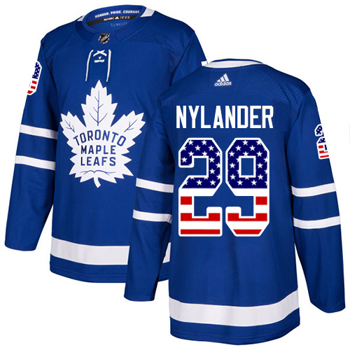 Adidas Maple Leafs #29 William Nylander Blue Home Authentic USA Flag Stitched NHL Jersey - Click Image to Close